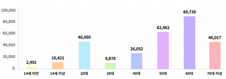 연령별 자원봉사활동 연인원
